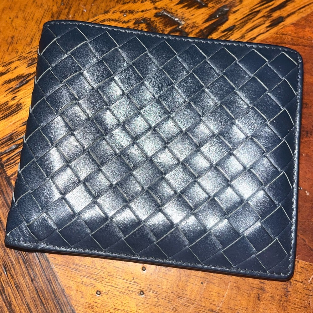 Authentic Bottega Veneta Navy Blue Wallet
